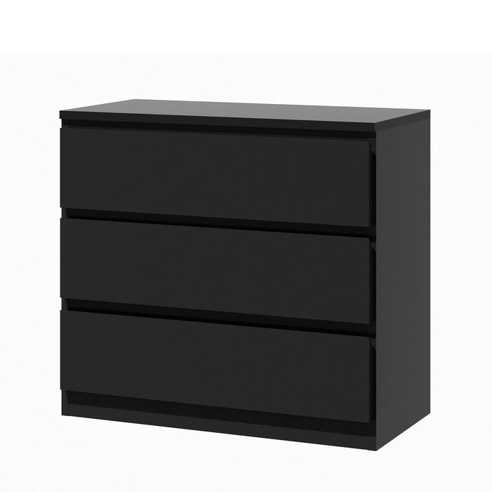 3 Chest Of Drawers Lowboy Dresser Table Storage Cabinet Bedroom Black
