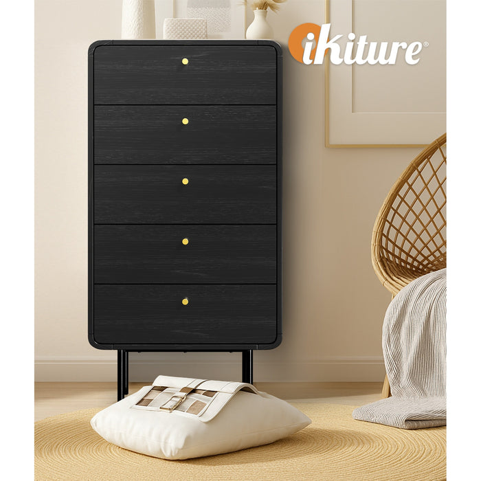 5 Chest Of Drawers Tallboy Storage Cabinet Dresser Black