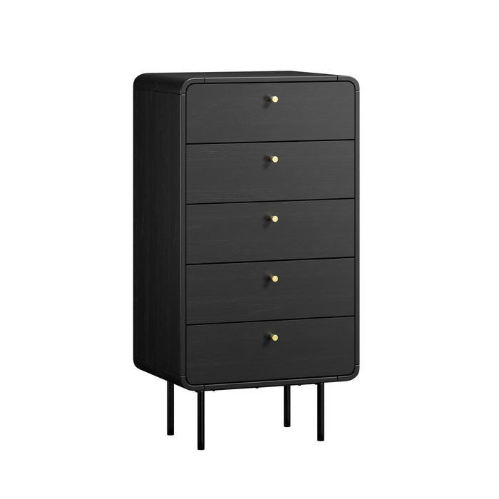 5 Chest Of Drawers Tallboy Storage Cabinet Dresser Black