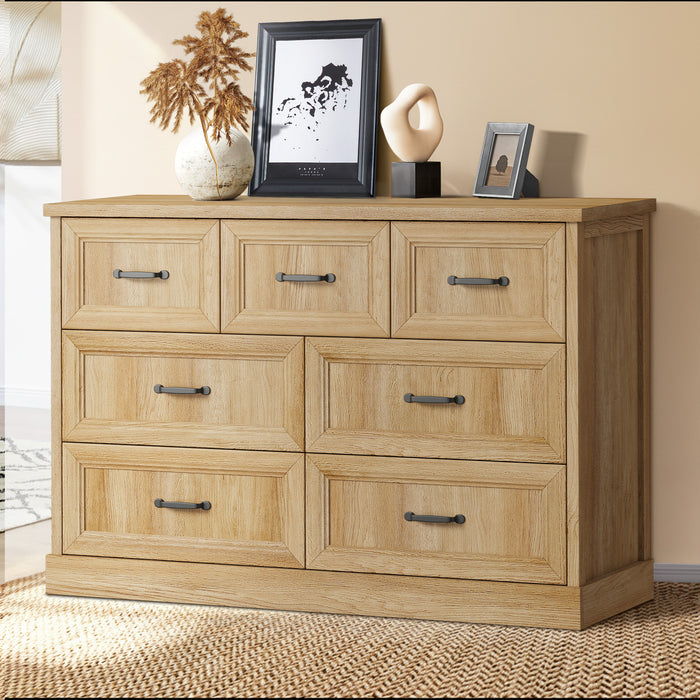 7 Chest Of Drawers Bedside Dresser Tallboy Storage Bedroom Natural