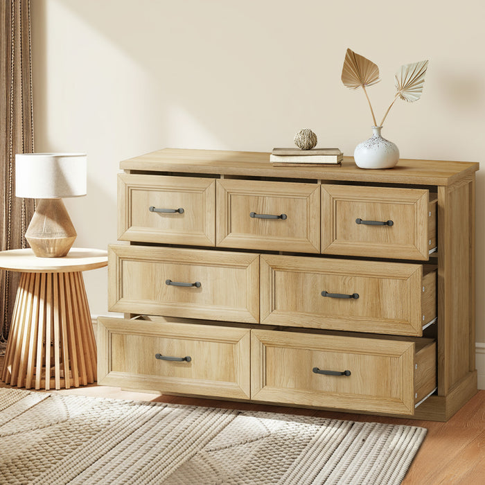 7 Chest Of Drawers Bedside Dresser Tallboy Storage Bedroom Natural