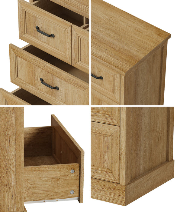 7 Chest Of Drawers Bedside Dresser Tallboy Storage Bedroom Natural