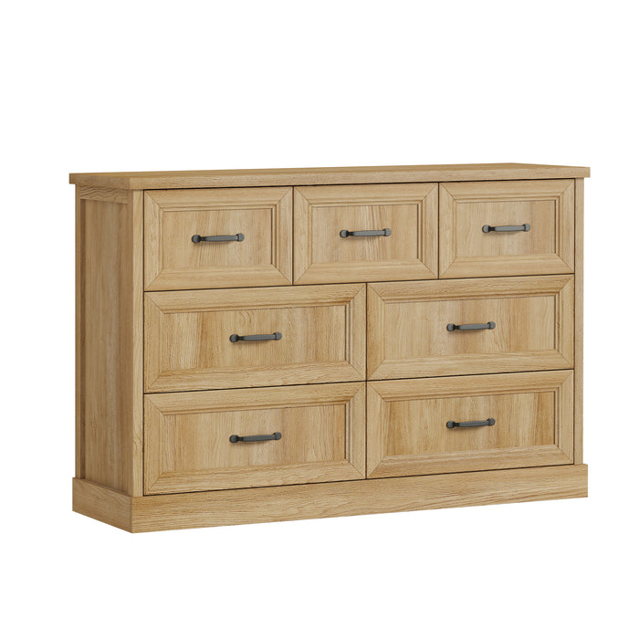7 Chest Of Drawers Bedside Dresser Tallboy Storage Bedroom Natural