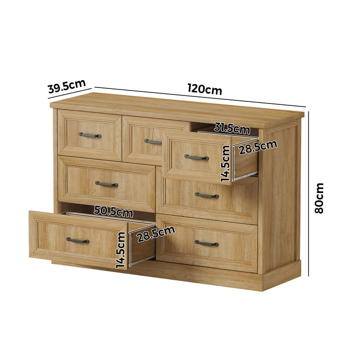 7 Chest Of Drawers Bedside Dresser Tallboy Storage Bedroom Natural