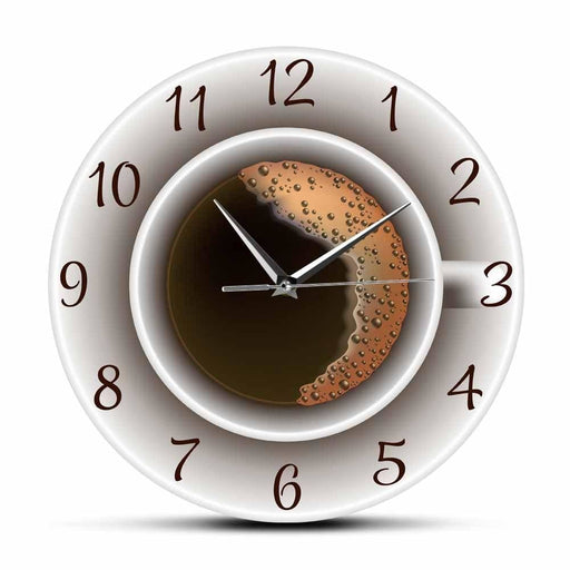 Cup Of Coffee With Foam Decorative Silent Wall Clock