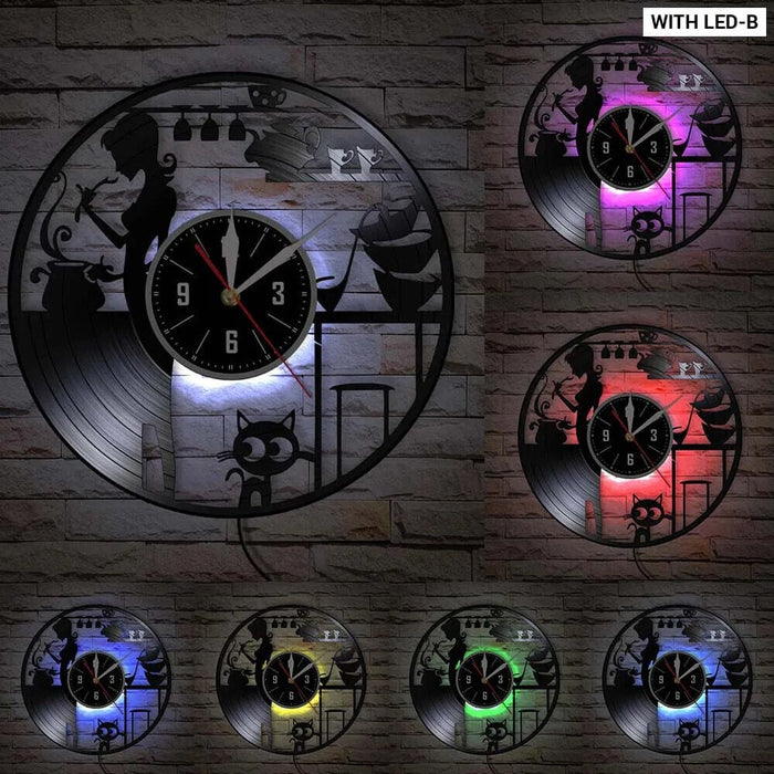 Coffee Inspirational Vinyl Record Clock For Cafe Shop