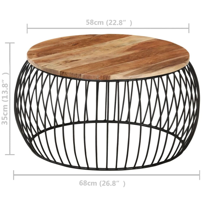 Coffee Table ø68 Cm Solid Acacia Wood Ttnbxo
