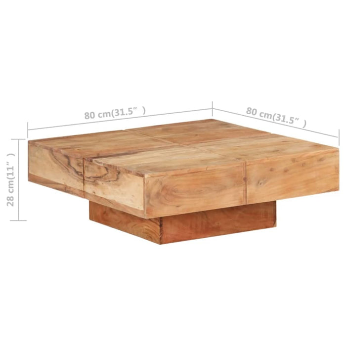 Coffee Table 80x80x28 Cm Solid Acacia Wood Txtpkt
