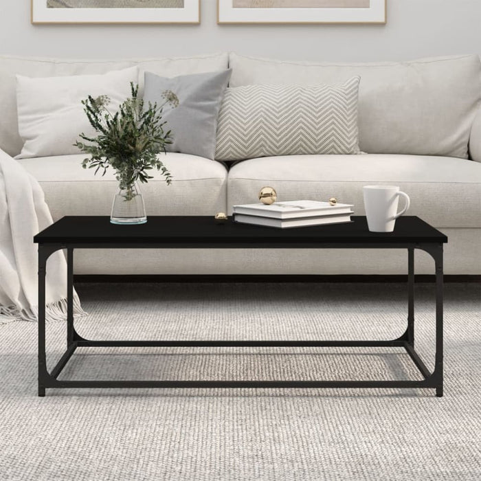 Coffee Table Black 102x50x40 Cm Engineered Wood and Iron