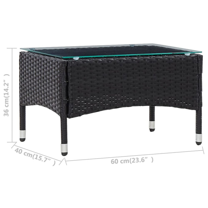 Coffee Table Black 60x40x36 Cm Poly Rattan Apkbi