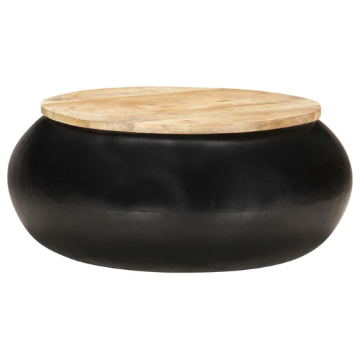 Coffee Table Black 68x68x30 Cm Solid Mango Wood Txtptt