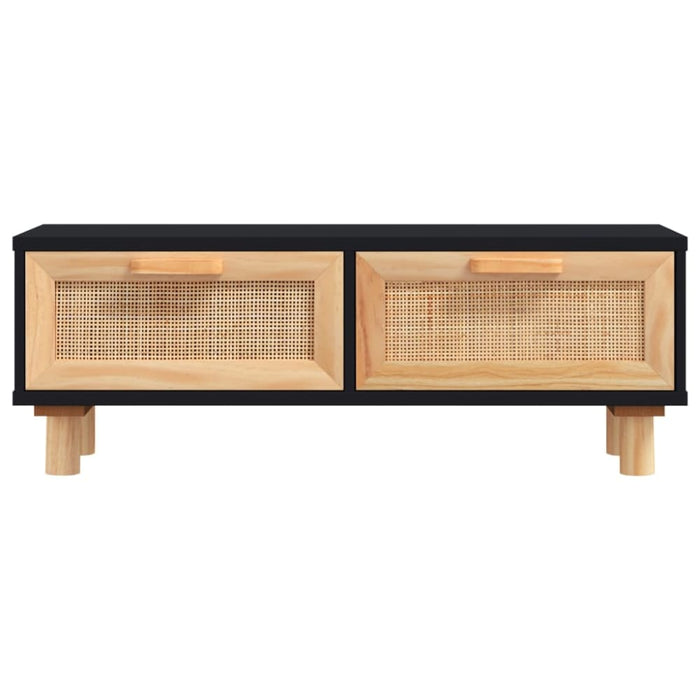 Coffee Table Black 80x40x30 Cm Engineered Wood&solid Wood