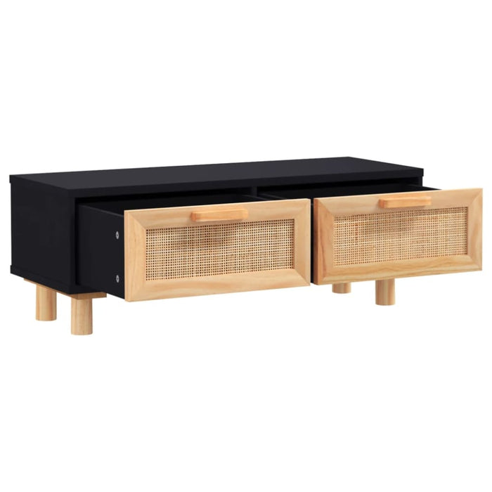 Coffee Table Black 80x40x30 Cm Engineered Wood&solid Wood