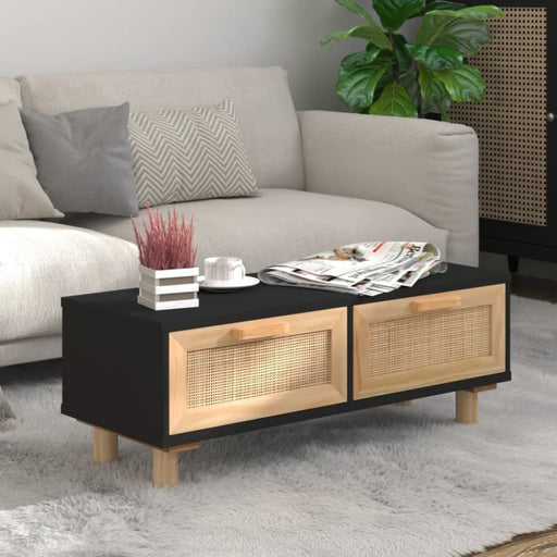 Coffee Table Black 80x40x30 Cm Engineered Wood&solid Wood