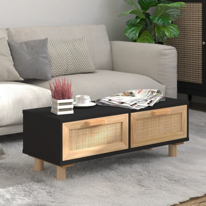 Coffee Table Black 80x40x30 Cm Engineered Wood&solid Wood