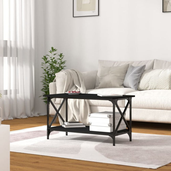 Coffee Table Black 80x45x45 Cm Engineered Wood and Iron