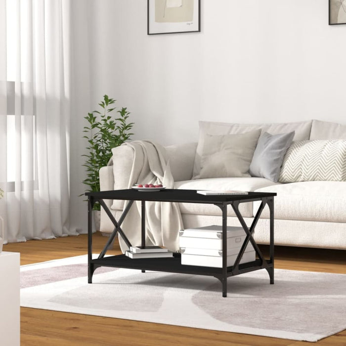 Coffee Table Black 80x50x45 Cm Engineered Wood and Iron