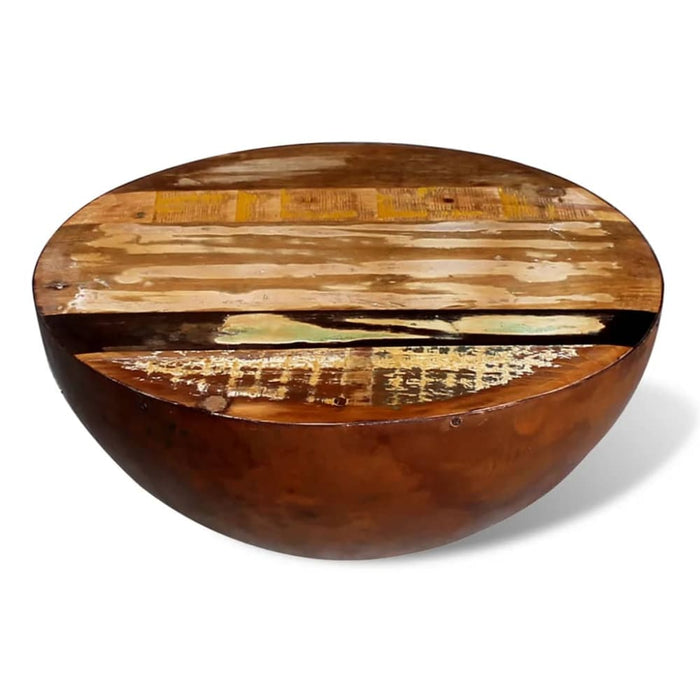 Coffee Table Bowl-shaped with Steel Base Solid Reclaimed