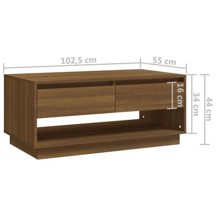 Coffee Table Brown Oak 102.5x55x44 Cm Engineered Wood Noxknb