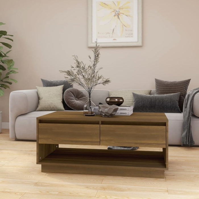 Coffee Table Brown Oak 102.5x55x44 Cm Engineered Wood Noxknb