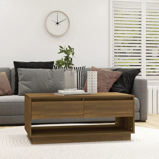 Coffee Table Brown Oak 102.5x55x44 Cm Engineered Wood Noxknb