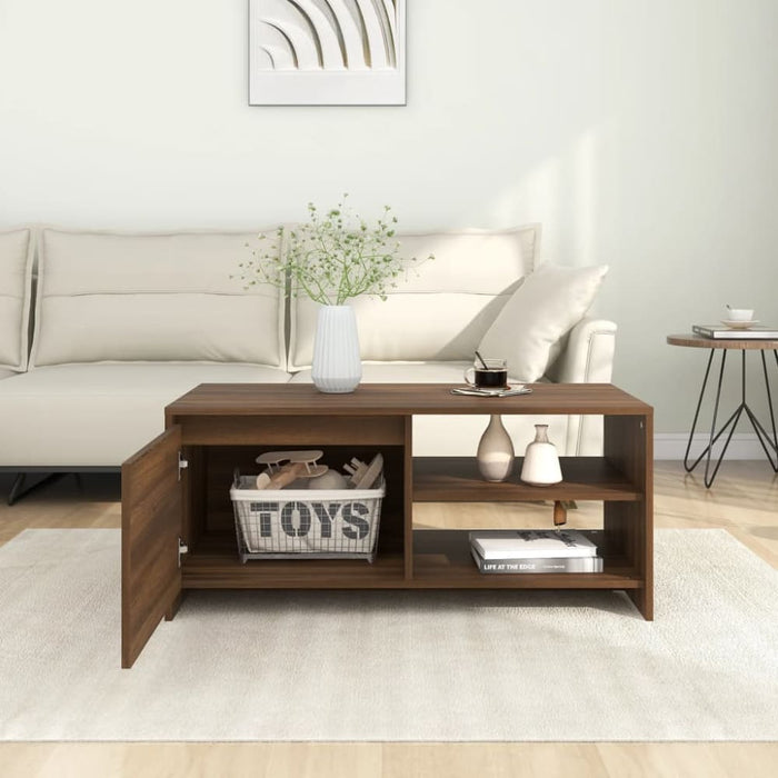 Coffee Table Brown Oak 102x50x45 Cm Engineered Wood Notbta