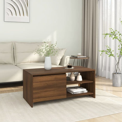 Coffee Table Brown Oak 102x50x45 Cm Engineered Wood Notbta