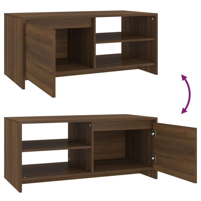 Coffee Table Brown Oak 102x50x45 Cm Engineered Wood Notbta