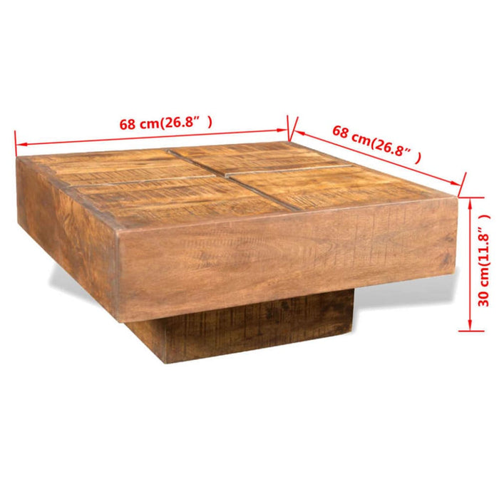 Coffee Table Brown Square Solid Mango Wood Xaootx