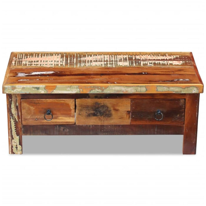 Coffee Table Drawers Solid Reclaimed Wood 90x45x35 Cm Xattxo
