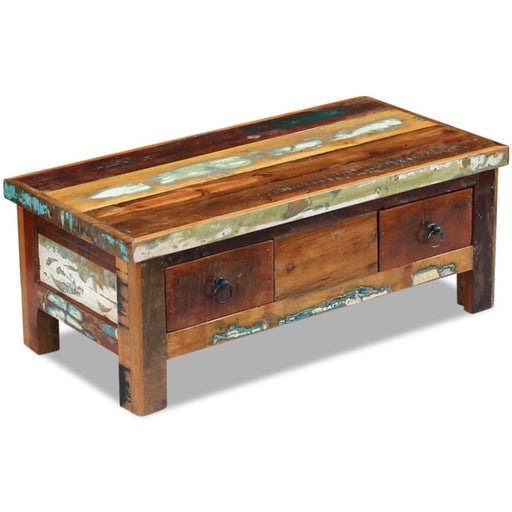 Coffee Table Drawers Solid Reclaimed Wood 90x45x35 Cm Xattxo