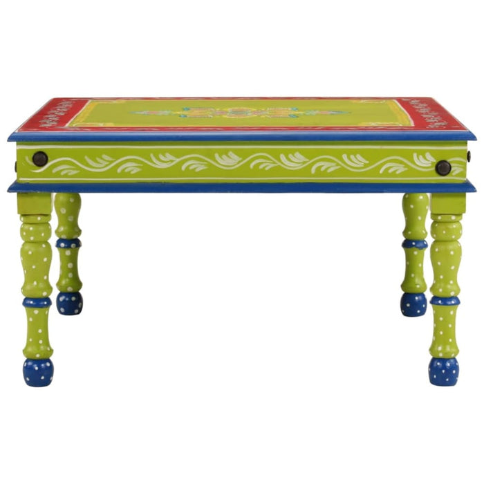 Coffee Table Green Hand Painted Solid Wood Mango Tptila