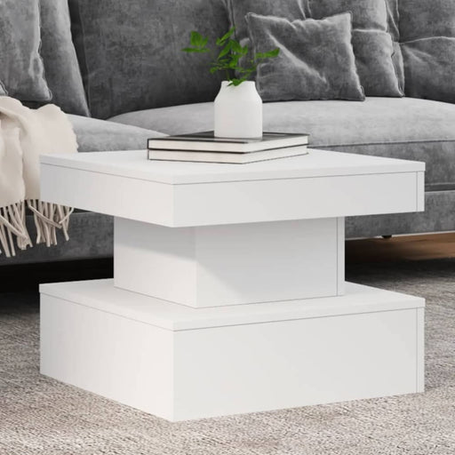 Coffee Table with Led Lights White 50x50x40 Cm Ntknab