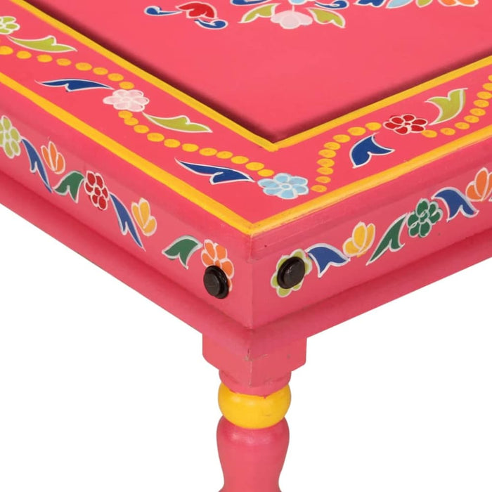 Coffee Table Pink Hand Painted Solid Wood Mango Tptilx