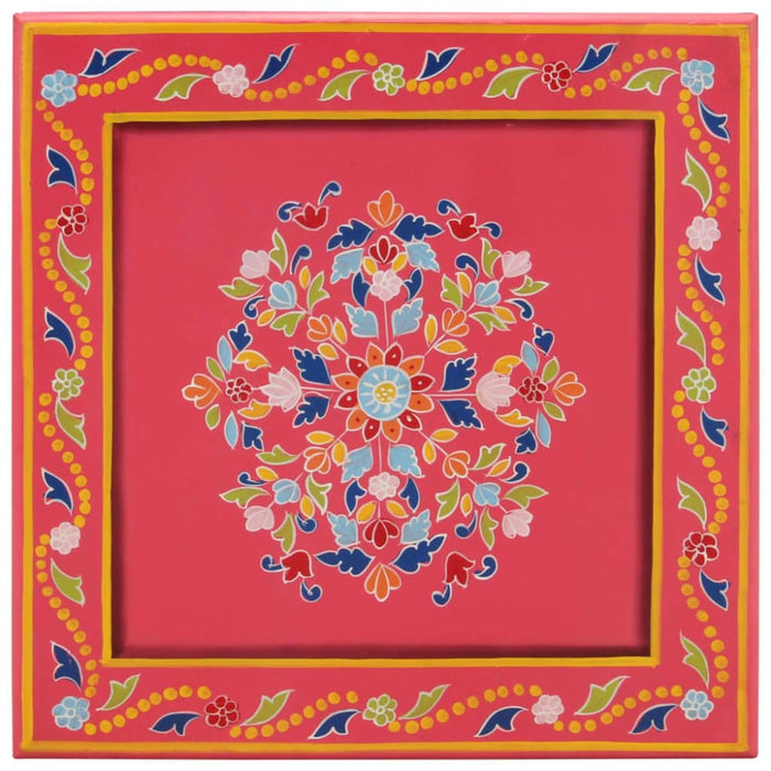 Coffee Table Pink Hand Painted Solid Wood Mango Tptilx