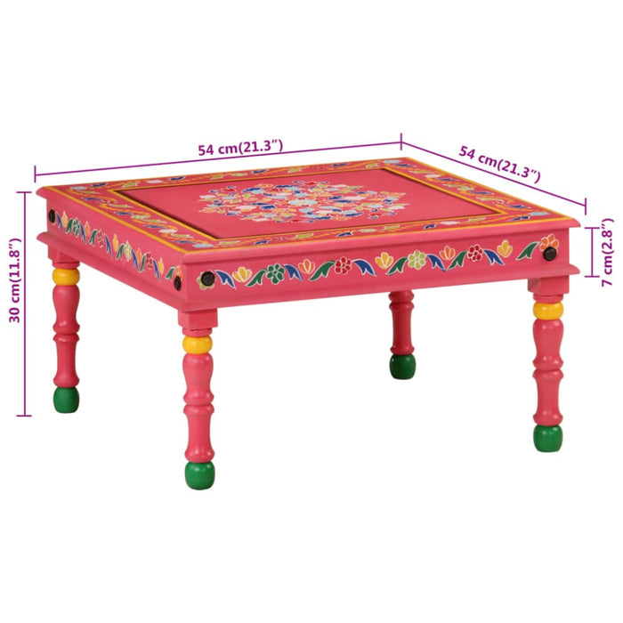 Coffee Table Pink Hand Painted Solid Wood Mango Tptilx