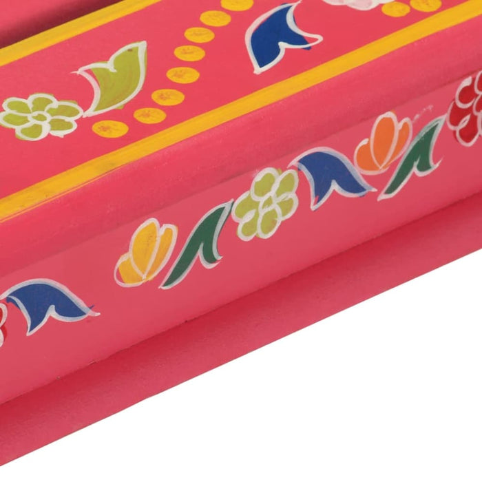 Coffee Table Pink Hand Painted Solid Wood Mango Tptilx