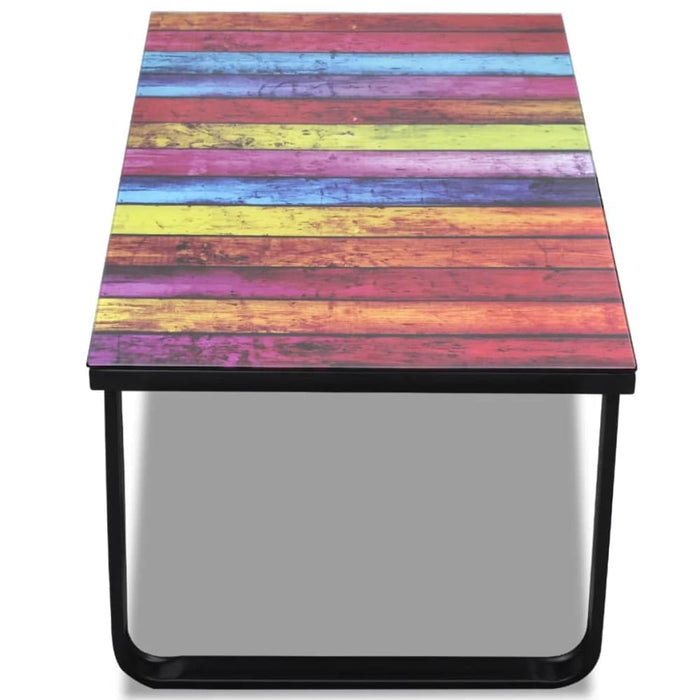 Coffee Table with Rainbow Printing Glass Top Xaooip
