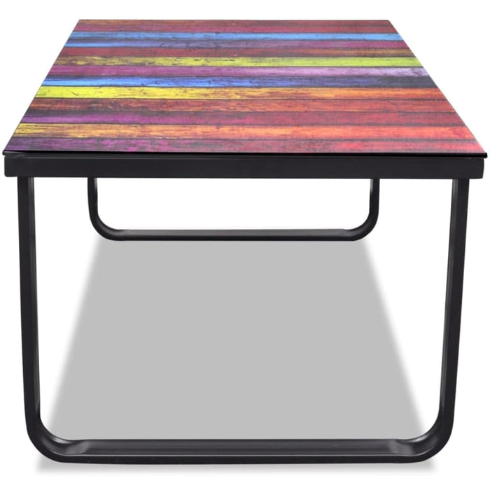 Coffee Table with Rainbow Printing Glass Top Xaooip