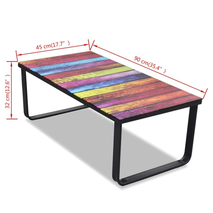 Coffee Table with Rainbow Printing Glass Top Xaooip