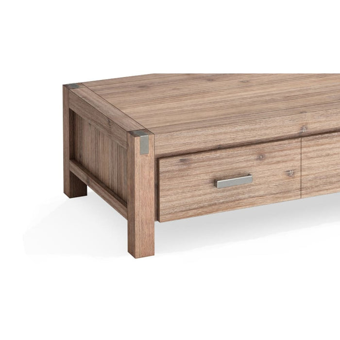 Coffee Table Solid Acacia Wood & Veneer 1 Drawers Storage