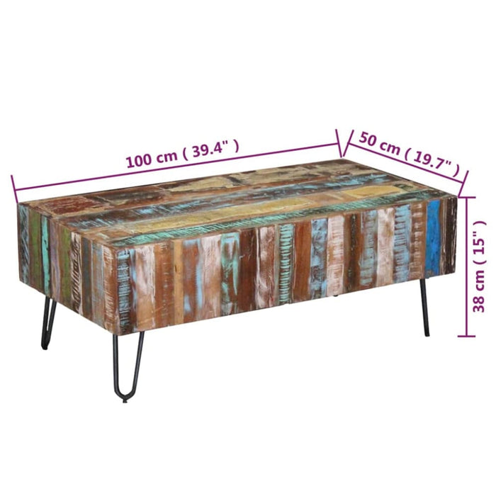 Coffee Table Solid Reclaimed Wood 100x50x38 Cm Xatapp
