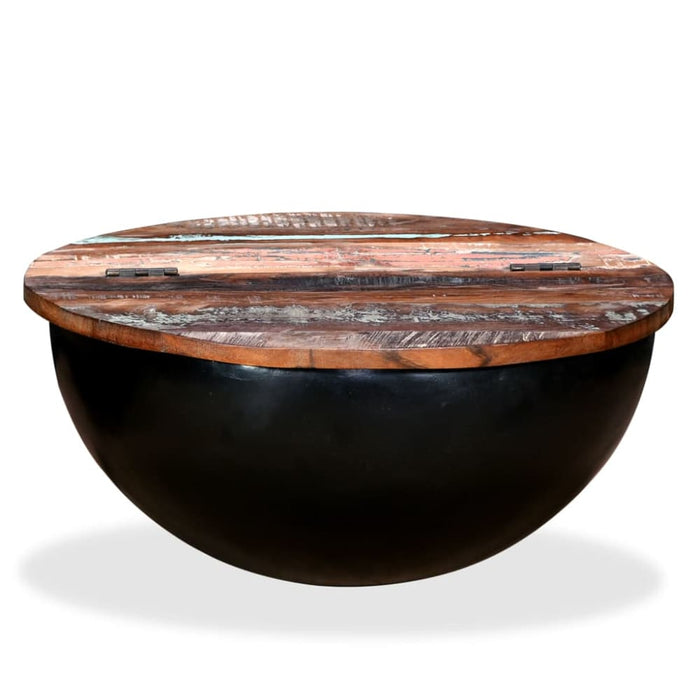 Coffee Table Solid Reclaimed Wood Black Bowl Shape Xapxpk