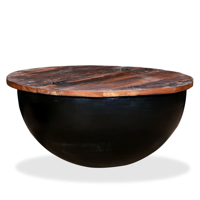 Coffee Table Solid Reclaimed Wood Black Bowl Shape Xapxpk