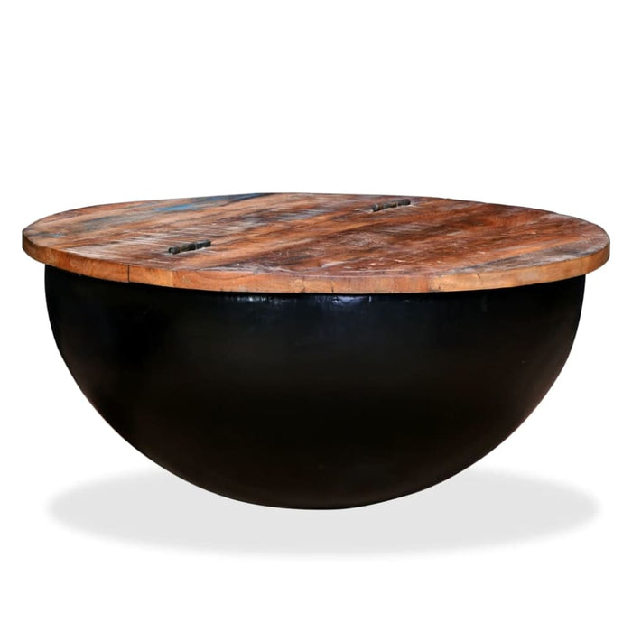 Coffee Table Solid Reclaimed Wood Black Bowl Shape Xapxpk
