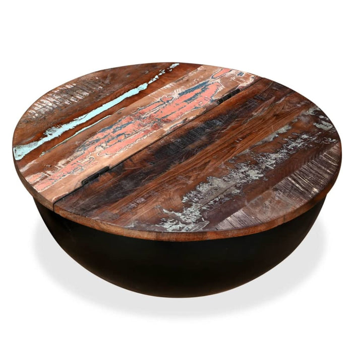 Coffee Table Solid Reclaimed Wood Black Bowl Shape Xapxpk
