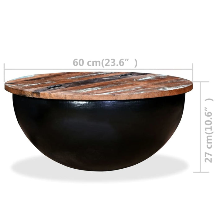 Coffee Table Solid Reclaimed Wood Black Bowl Shape Xapxpk