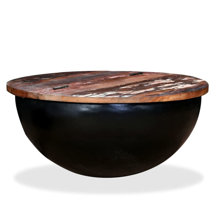 Coffee Table Solid Reclaimed Wood Black Bowl Shape Xapxpk