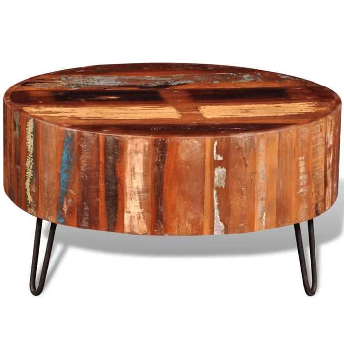 Coffee Table Solid Reclaimed Wood Round Xaolxl