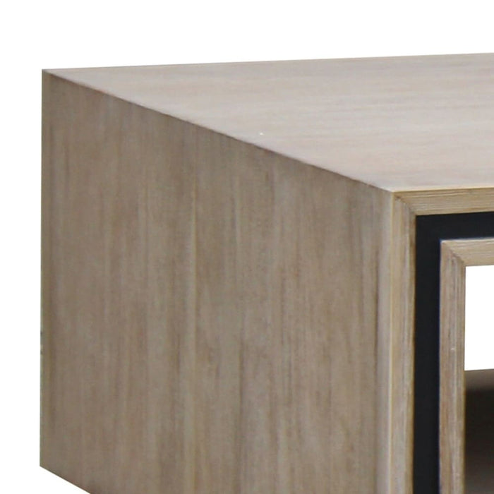 Coffee Table Solid Wood Acacia & Veneer Frame 2 Drawers